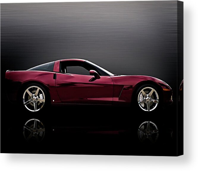 Corvette Acrylic Print featuring the digital art Corvette Reflections by Douglas Pittman