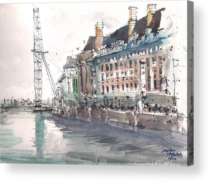 Architecture Acrylic Print featuring the painting County Hall London by Gaston McKenzie