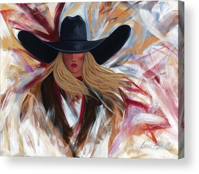 Colorful Cowboy Painting. Acrylic Print featuring the painting Cowgirl Colors by Lance Headlee
