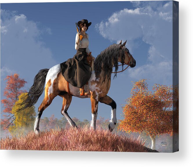 Cowgirl Acrylic Print featuring the digital art Cowgirl by Daniel Eskridge