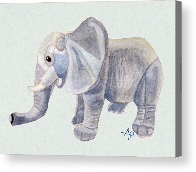 Elephant Acrylic Print featuring the painting Cuddly Elephant II by Angeles M Pomata