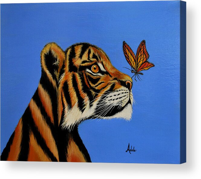 Tiger Acrylic Print featuring the painting Curiosity by Adele Moscaritolo