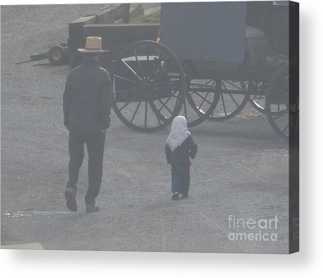 Amish Acrylic Print featuring the photograph Dad and Daughter by Christine Clark