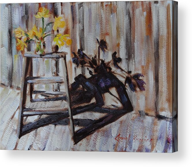 Daffodils Acrylic Print featuring the painting Daffodil Shadows by Carol Berning