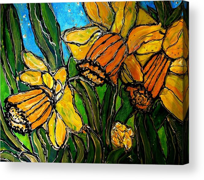 Flowers Acrylic Print featuring the painting Daffodils by Laura Grisham