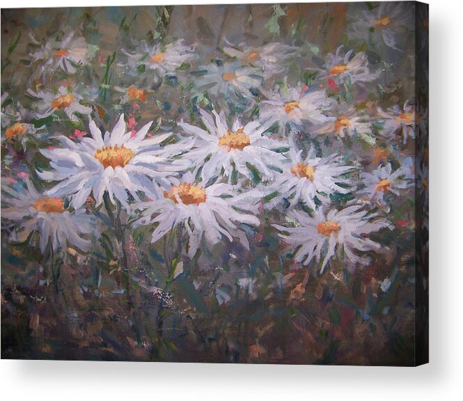 Field Of Daisies. Acrylic Print featuring the painting Daisies by Bart DeCeglie