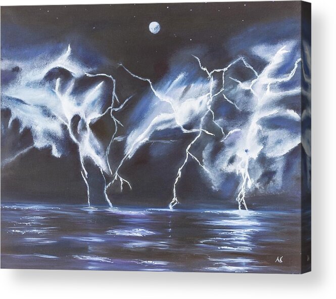 Lightning Acrylic Print featuring the painting Dancing Light by Neslihan Ergul Colley