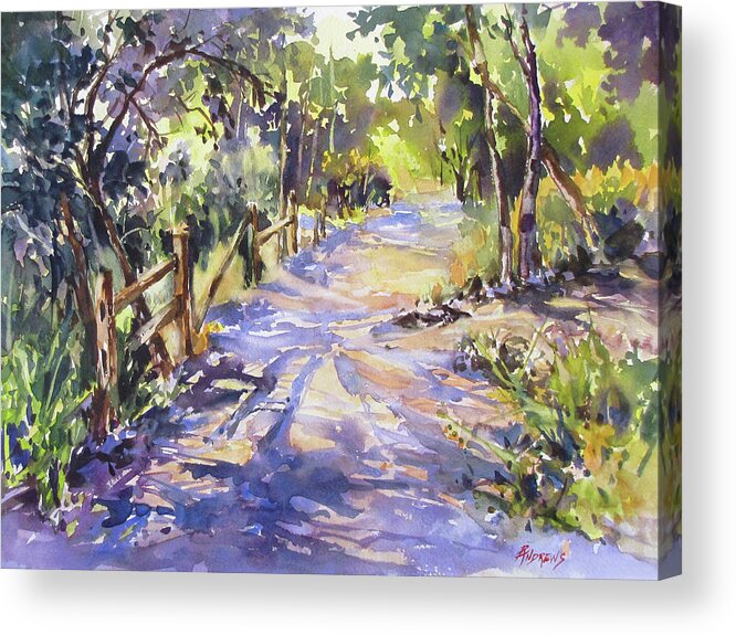 Landscape Acrylic Print featuring the painting Dappled Morning Walk by Rae Andrews