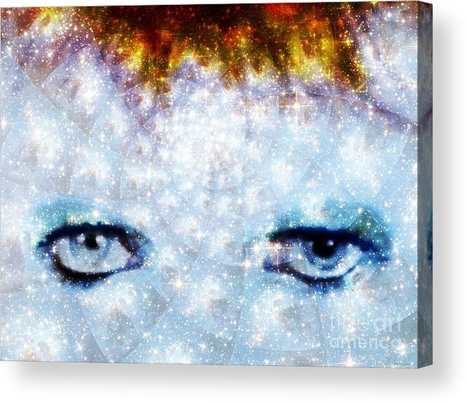 David Bowie Acrylic Print featuring the digital art David Bowie / Stardust by Elizabeth McTaggart
