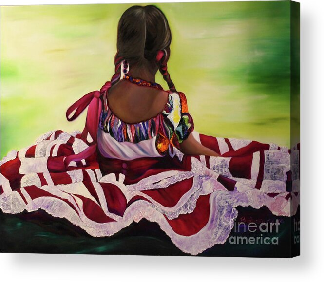 #mexican Acrylic Print featuring the painting Day Dreaming by Barbara Rivera