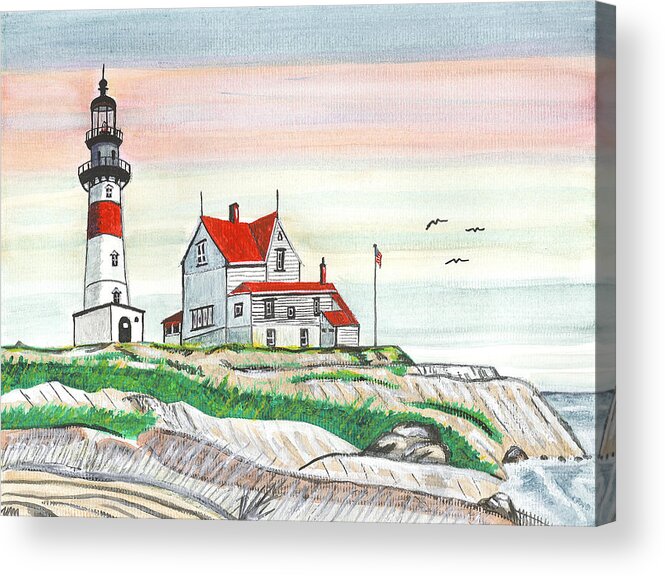 Lighthouse Acrylic Print featuring the painting Days Gone By Lighthouse by Sea Sons Home and Life
