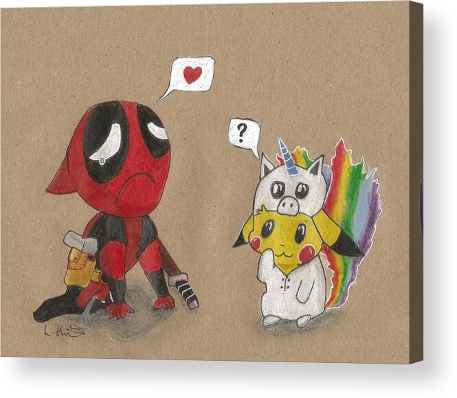 Deadpool S Pikachu Love Acrylic Print By Loren Hill Mélange de pikachu et deadpool = pikapool voilà abboner vous ! deadpool s pikachu love acrylic print