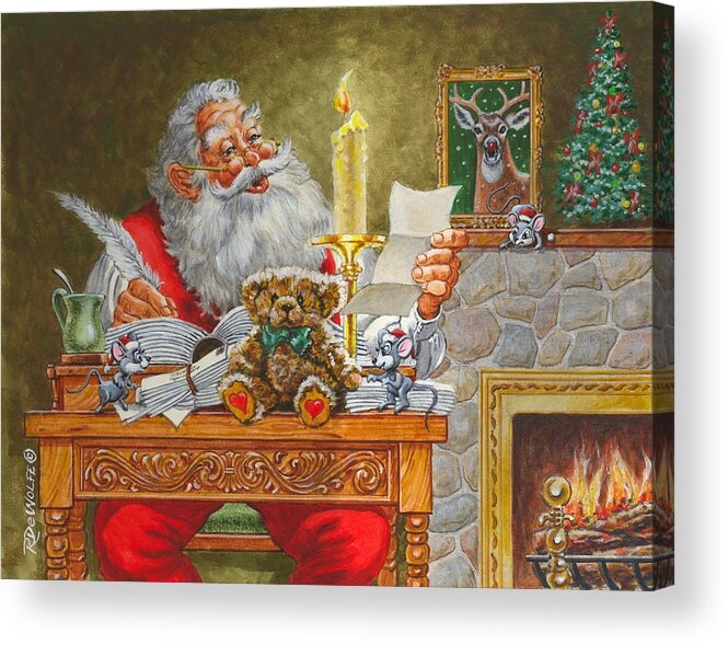 Santa Acrylic Print featuring the painting Dear Santa by Richard De Wolfe