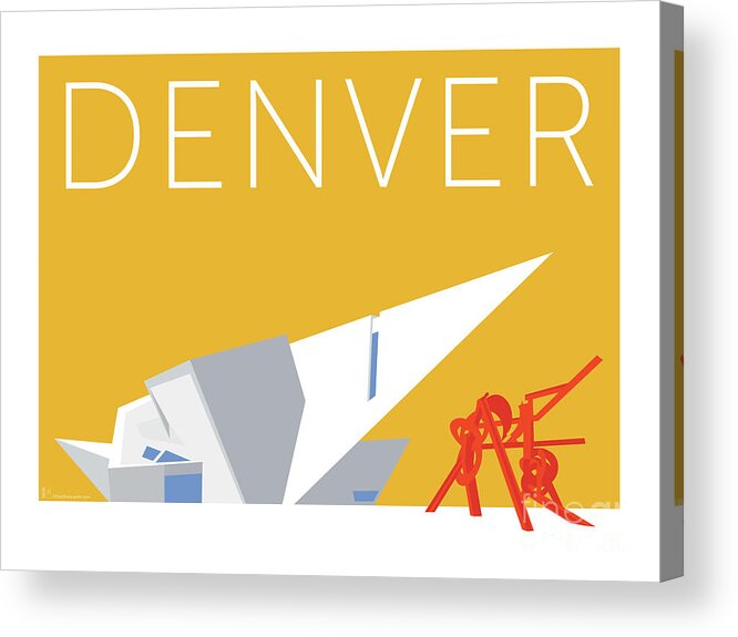 Denver Acrylic Print featuring the digital art DENVER Art Museum/Gold by Sam Brennan