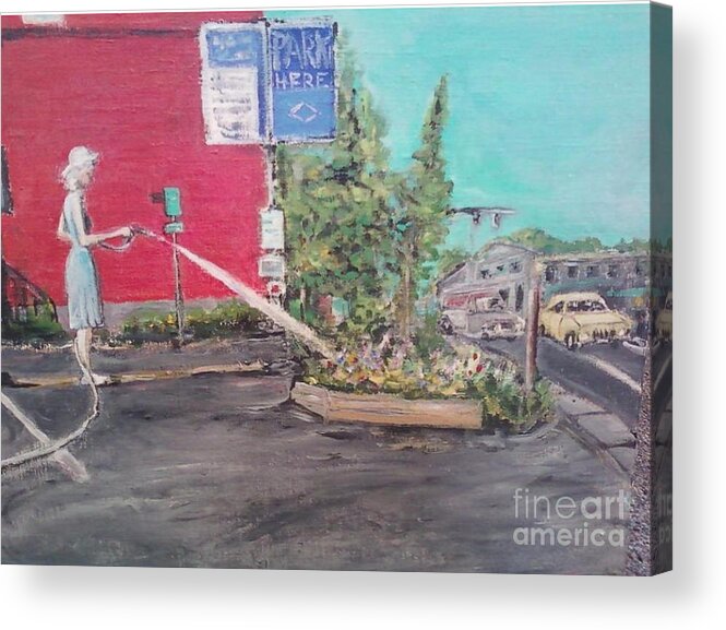 Watering Acrylic Print featuring the painting Di watering by Todd Artist