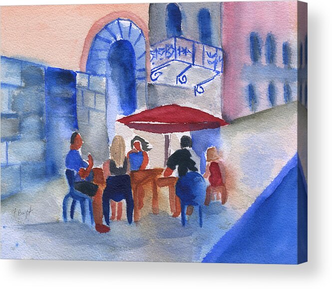 Dinner In Old San Juan Acrylic Print featuring the painting Dinner In Old San Juan by Frank Bright