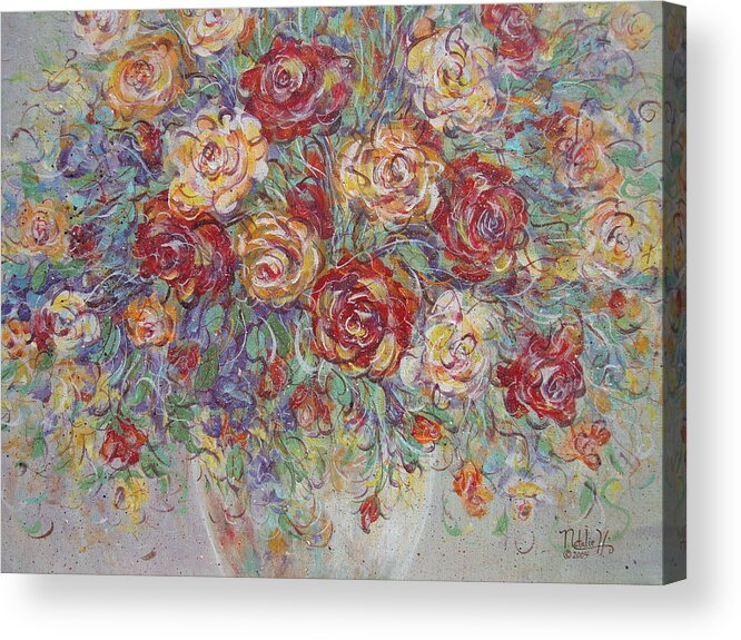 Flowers Acrylic Print featuring the painting Double Delight. by Natalie Holland