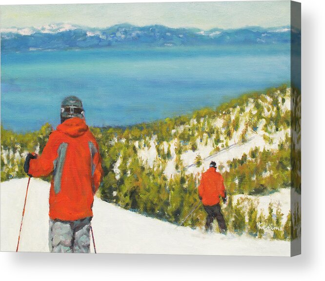 Ski Acrylic Print featuring the painting Downhill View by Kerima Swain