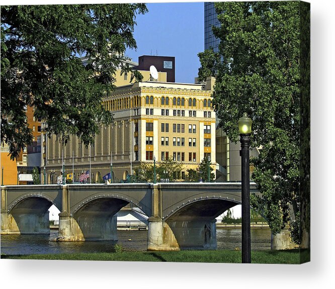 Downtown Acrylic Print featuring the photograph Downtown on the River by Richard Gregurich