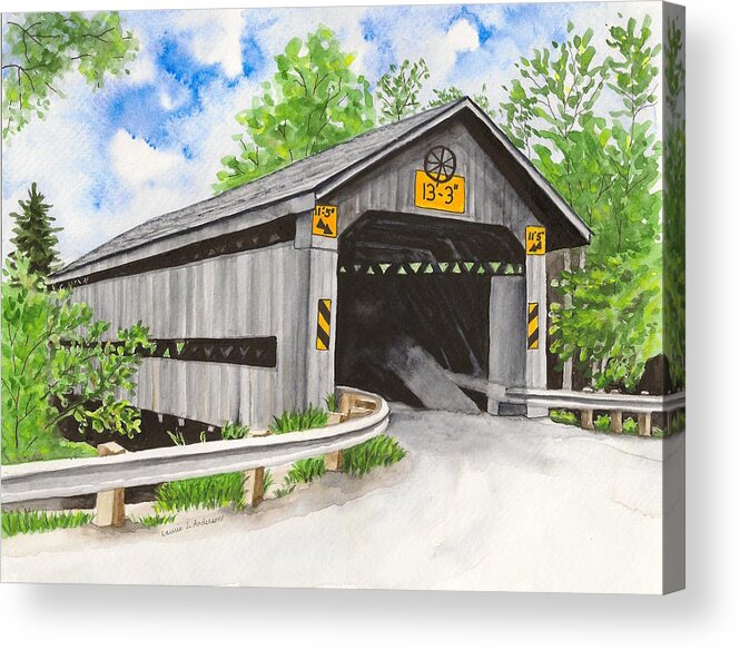Watercolor Acrylic Print featuring the painting Doyle Road Bridge by Laurie Anderson