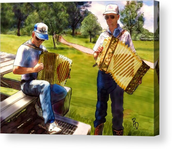 Accordion Acrylic Print featuring the digital art Dueling Accordions by Ric Darrell