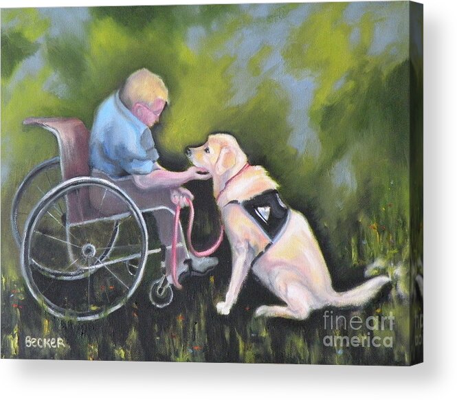 Dog Acrylic Print featuring the painting Duet by Susan A Becker