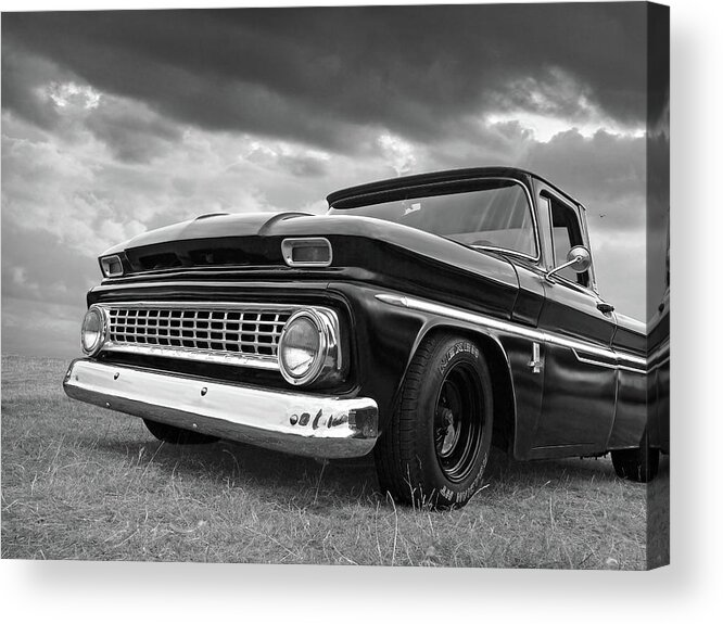 Chevrolet Truck Acrylic Print featuring the photograph Early Sixties Chevy C10 in Black and White by Gill Billington