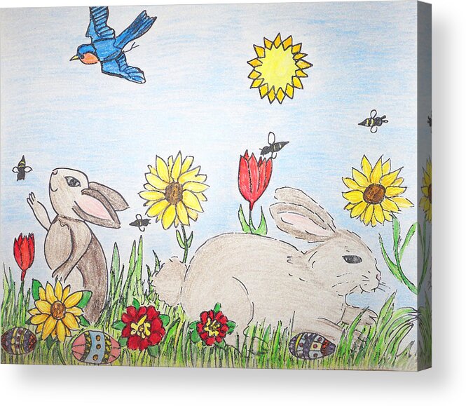 Easter Acrylic Print featuring the painting Easter Greetings by Monica Engeler