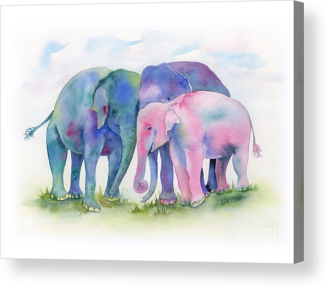 Elephant Acrylic Print featuring the painting Elephant Hug by Amy Kirkpatrick
