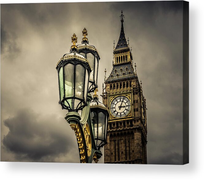 April 2015 Acrylic Print featuring the photograph Elizabeth Tower and Lamp on Westminster Bridge by Nicky Jameson