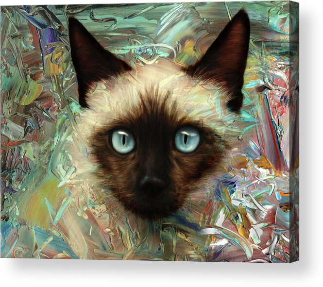 Cat Acrylic Print featuring the digital art Emerging Kitten by James W Johnson