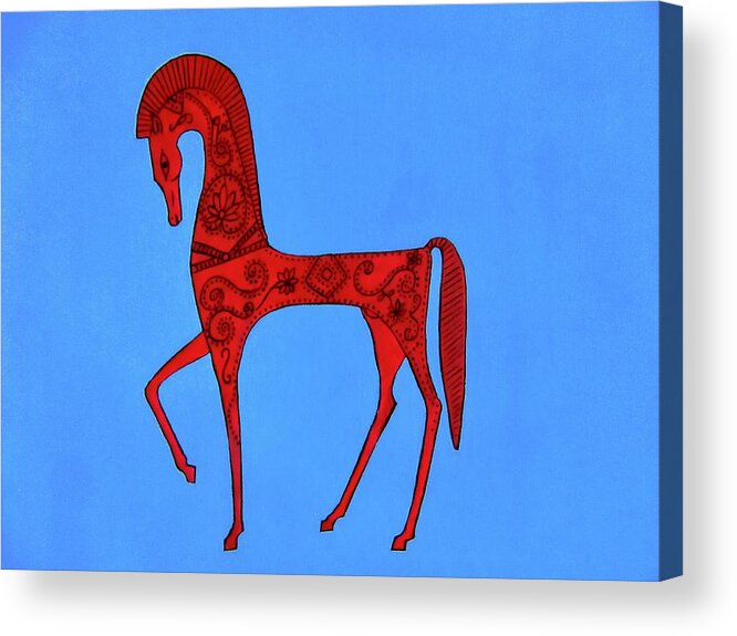Horse Acrylic Print featuring the painting Etruscan Horse #2 by Stephanie Moore