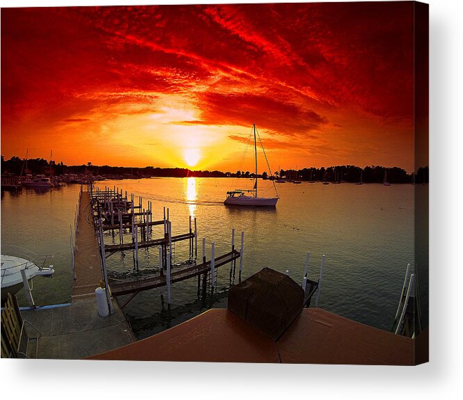 Marina Acrylic Print featuring the photograph Evening at Put-in-Bay by Kevin Cable