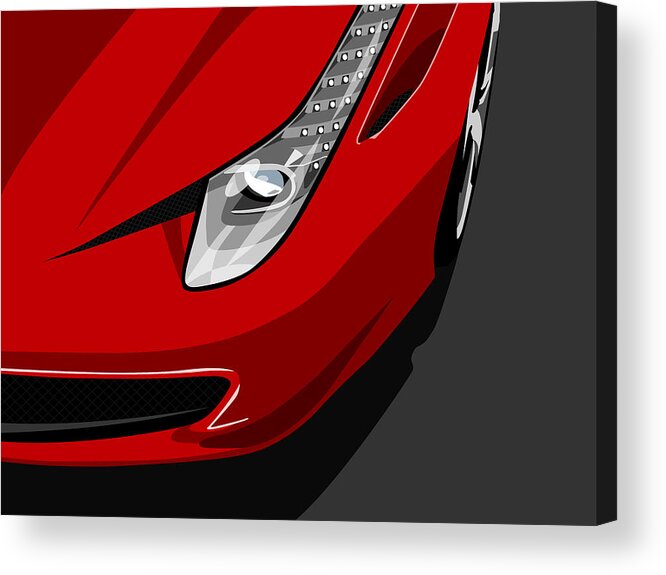 Ferrari Acrylic Print featuring the digital art Ferrari 458 Italia by Michael Tompsett