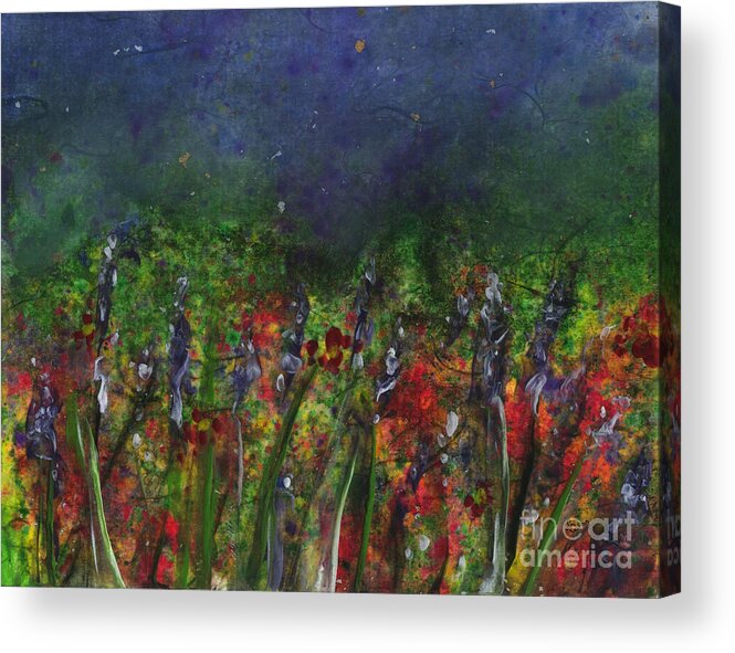 Flowers Acrylic Print featuring the painting Field of Flowers by Lynn Quinn