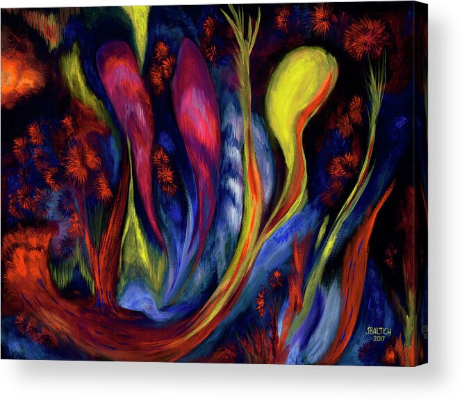 Abstract Art Acrylic Print featuring the painting Fire Flowers by Joe Baltich