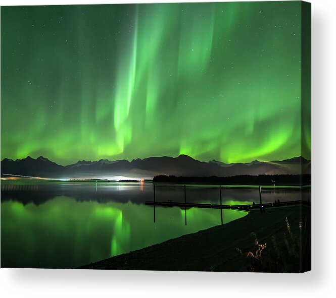 Northern Lights Acrylic Print featuring the photograph Fire in the Sky by David Kirby