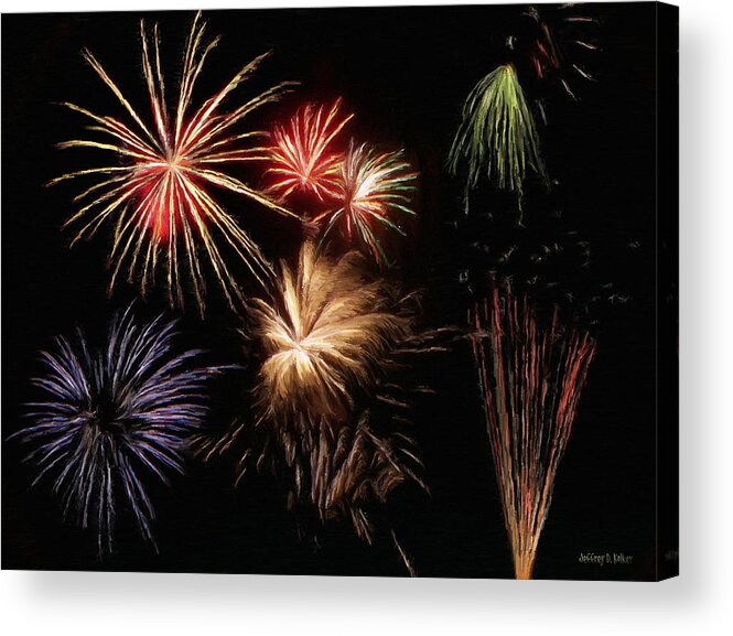 Fireworks Acrylic Print featuring the painting Fireworks by Jeffrey Kolker