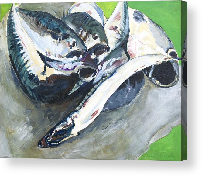  Acrylic Print featuring the painting Fish on a Table by Kathleen Barnes