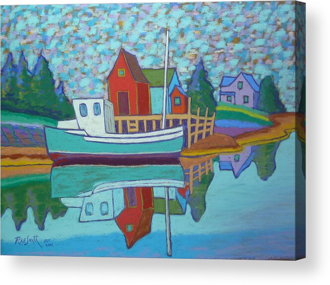 Pastels Acrylic Print featuring the pastel Fishing Boat at Tanners Pass by Rae Smith PSC