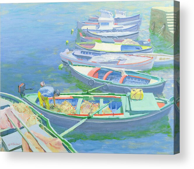 Rowing Boats Acrylic Print featuring the painting Fishing Boats by William Ireland