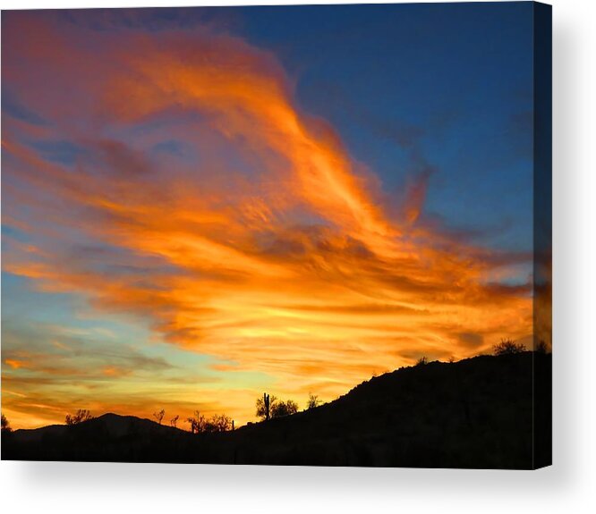 Arizona Acrylic Print featuring the photograph Flaming Hand Sunset by Judy Kennedy