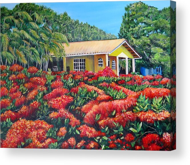Panama Acrylic Print featuring the painting Floral Takeover by Marilyn McNish