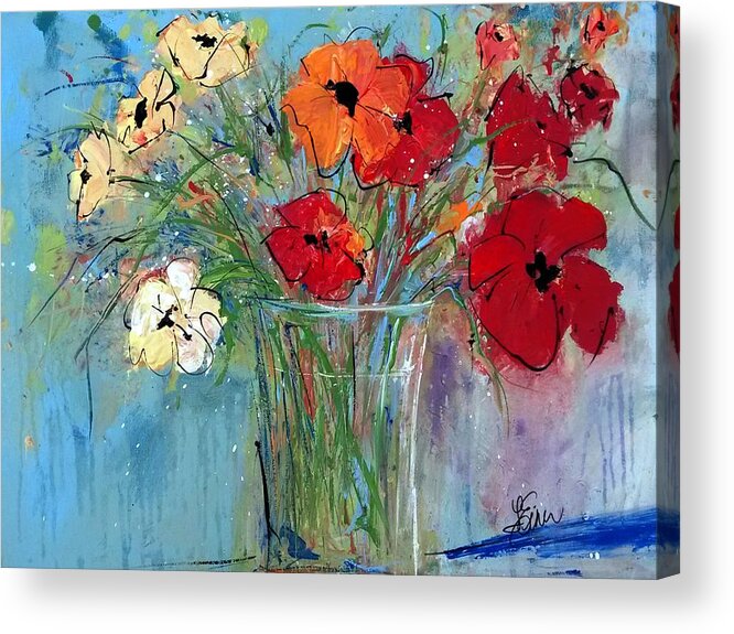 Flower Acrylic Print featuring the painting Flower Delivery by Terri Einer