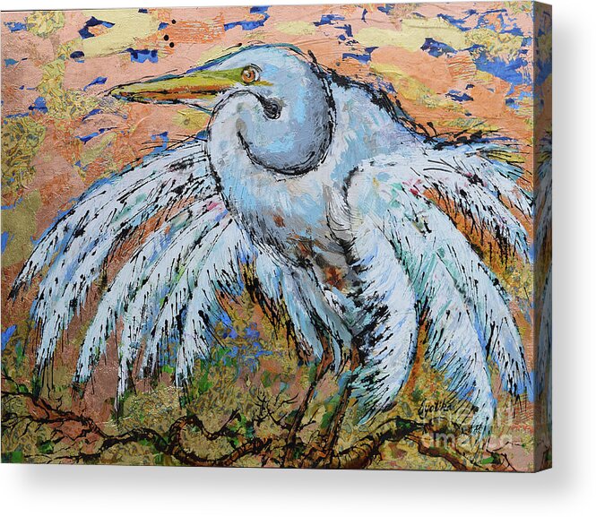  Acrylic Print featuring the painting Fluffy Feathers by Jyotika Shroff