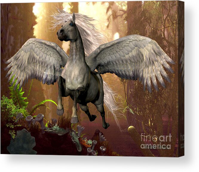 Pegasus Acrylic Print featuring the painting Flying Pegasus by Corey Ford