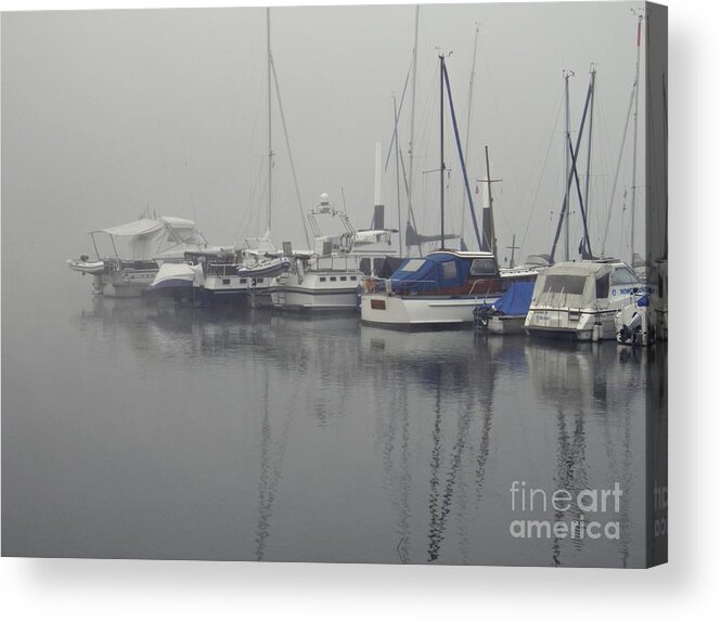 Boat Acrylic Print featuring the photograph Fog on the Rhine by Sarah Loft