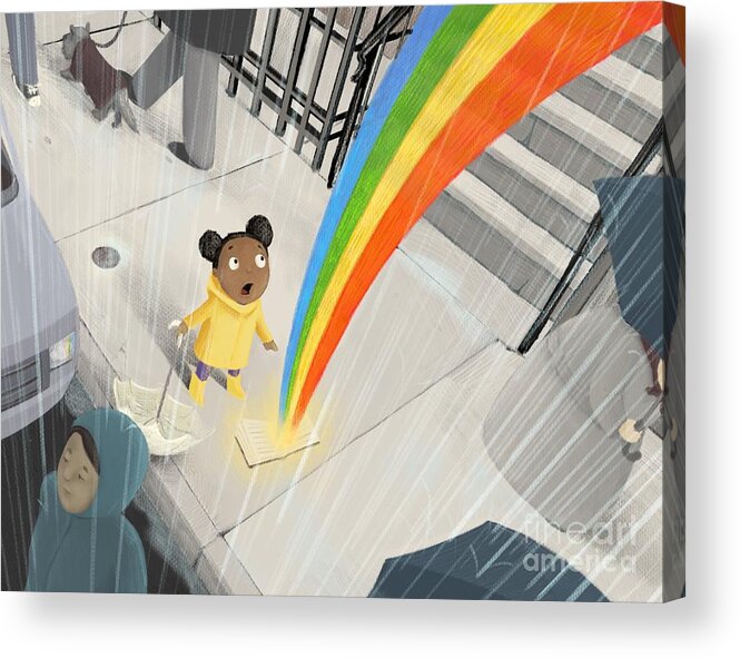 Kidlit Acrylic Print featuring the digital art Follow Your Rainbow by Michael Ciccotello