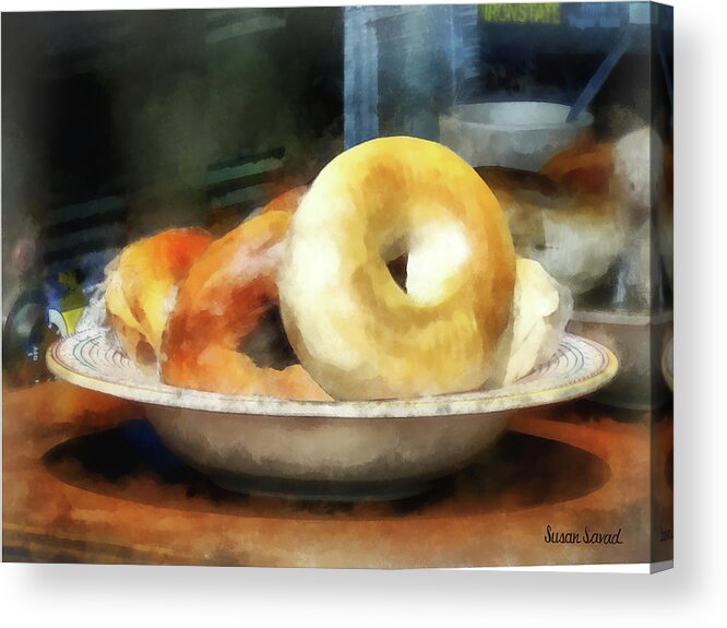 Bagels Acrylic Print featuring the photograph Food - Bagels for Sale by Susan Savad