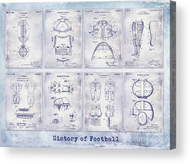 Football Patent Acrylic Print featuring the photograph Football Patent History Blueprint by Jon Neidert